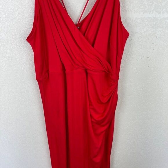 Bardot Sexy Red Wrap Midi Dress Slit Lipstick Size 8 Medium - Picture 4 of 10